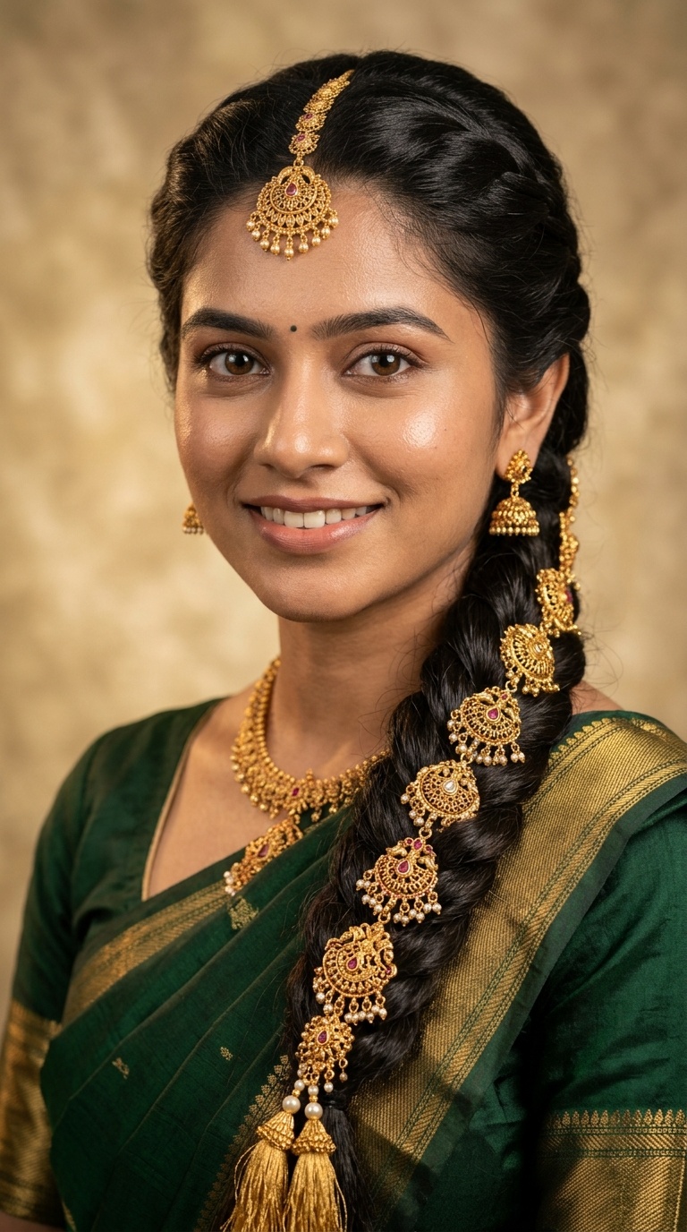 Traditional Braided Jada with Gold Accessories