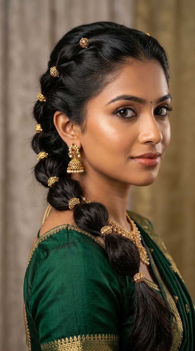 Traditional Bubble Braid with Gold Beads