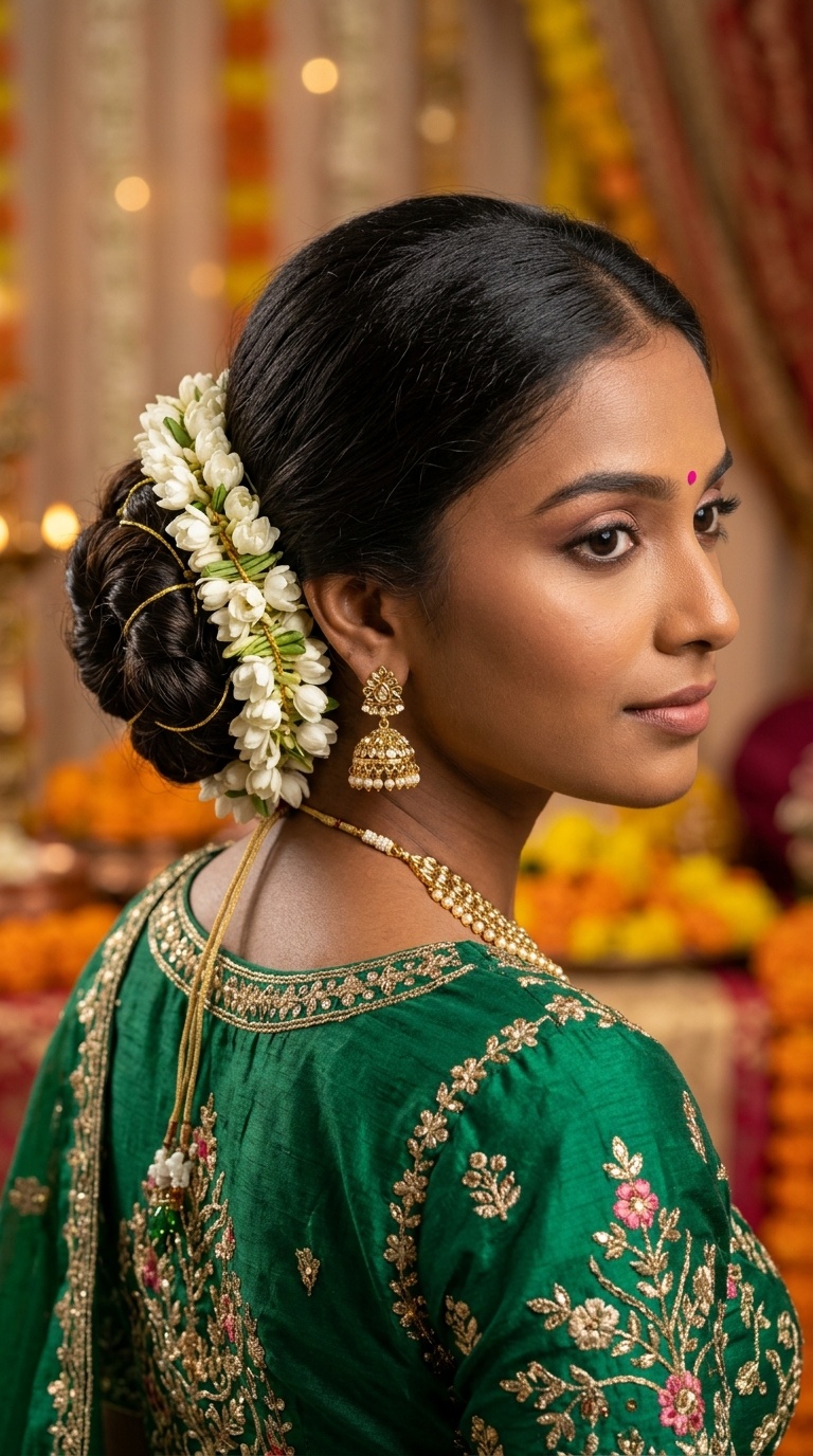 Traditional Gajara Low Bun