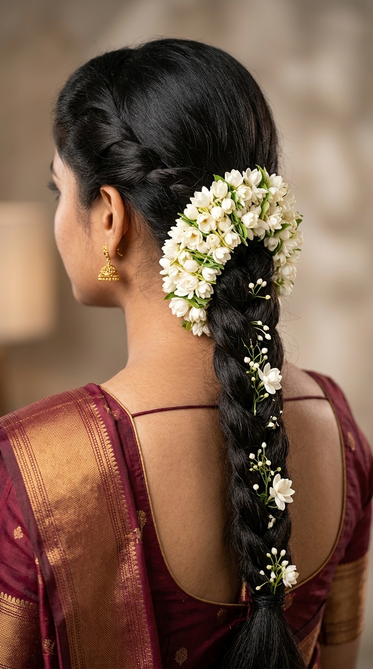 Traditional Long Braid with Gajra