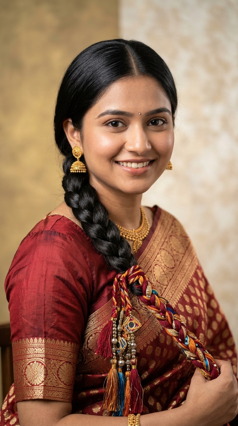 Traditional Long Braid with Parandi