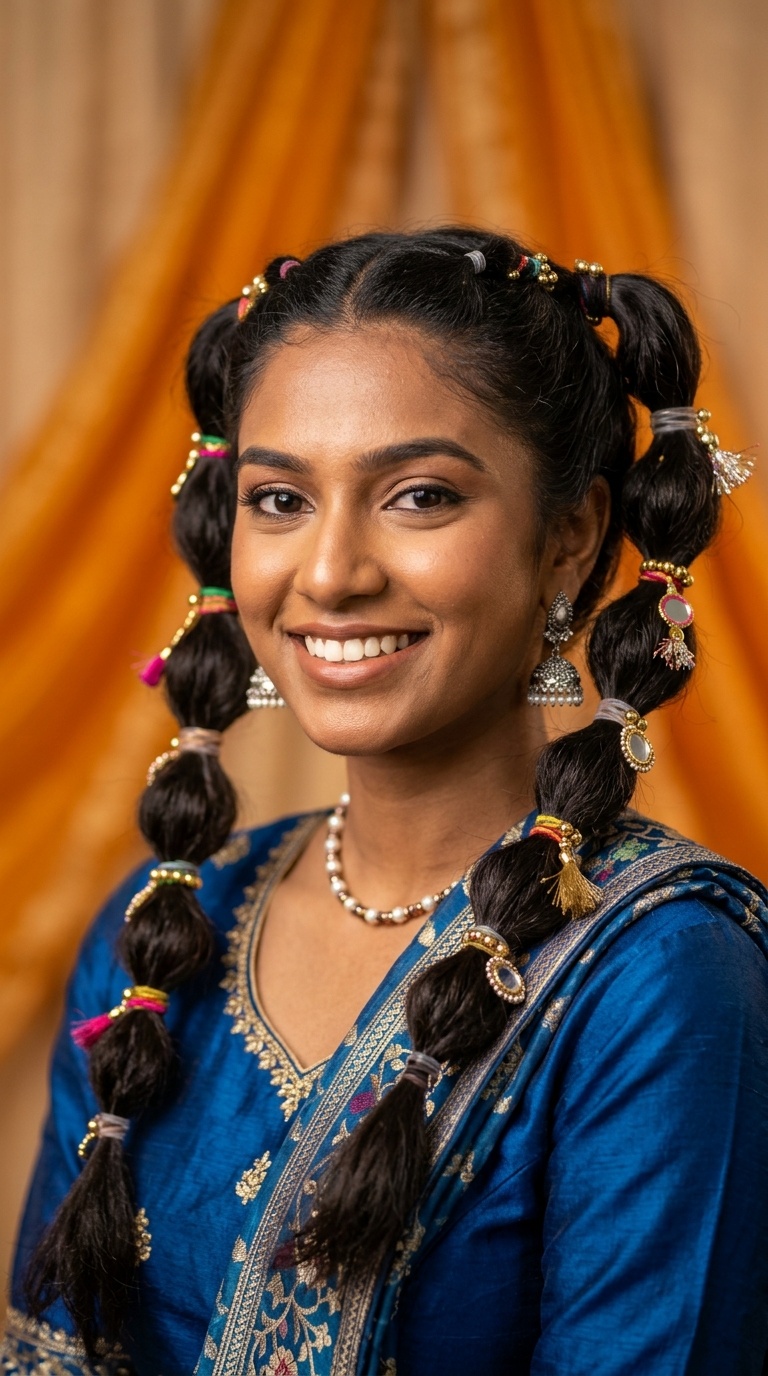 Trendy Bubble Braids for Festive Fusion