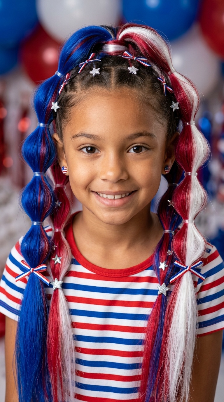 Tri-Color Bubble Braids