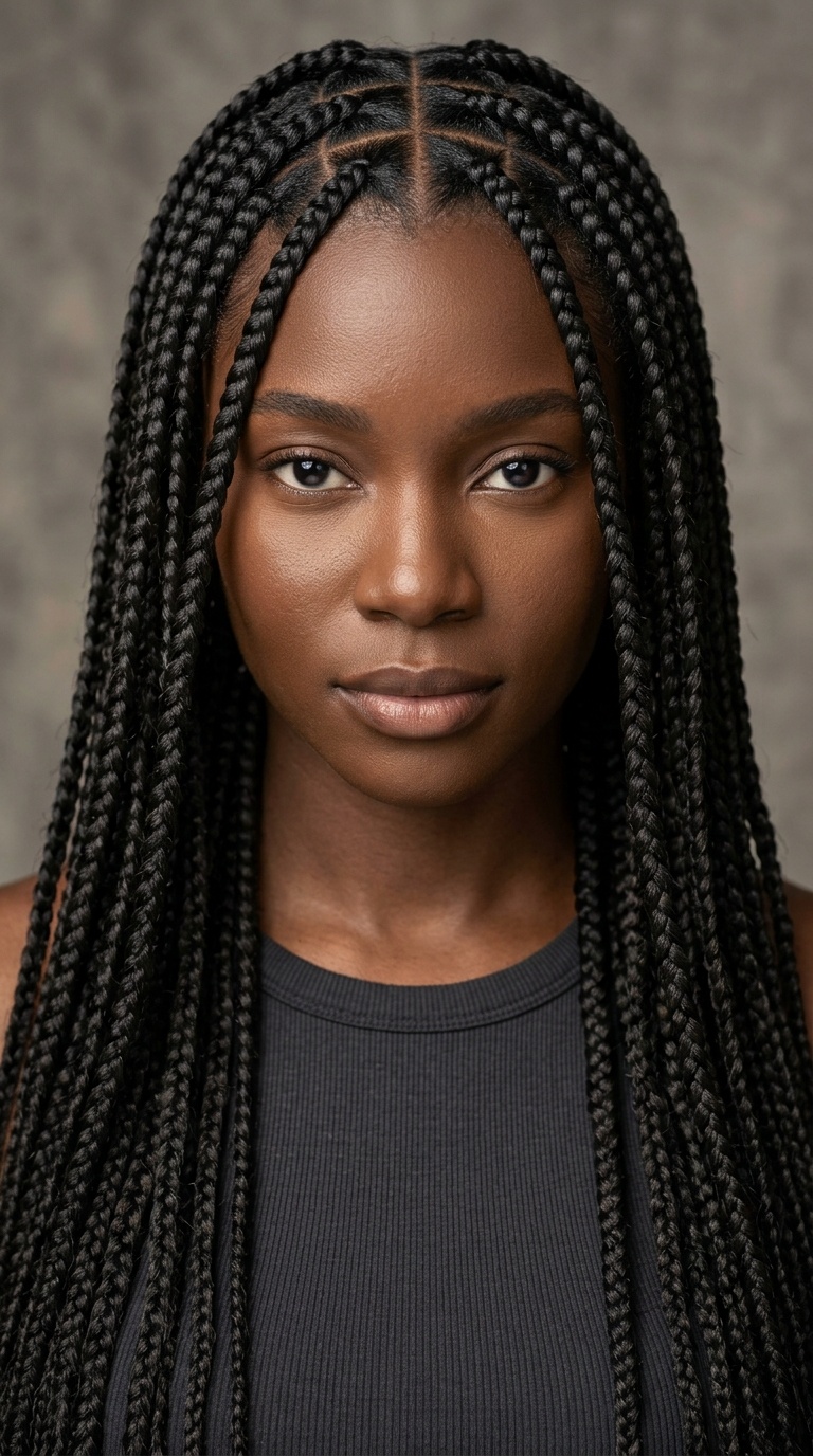 Triangle Part Box Braids