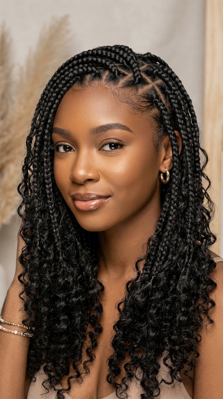 Triangle Part Goddess Braids