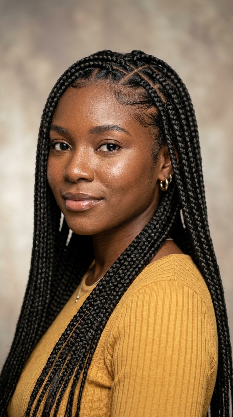 Triangle Parted Box Braids