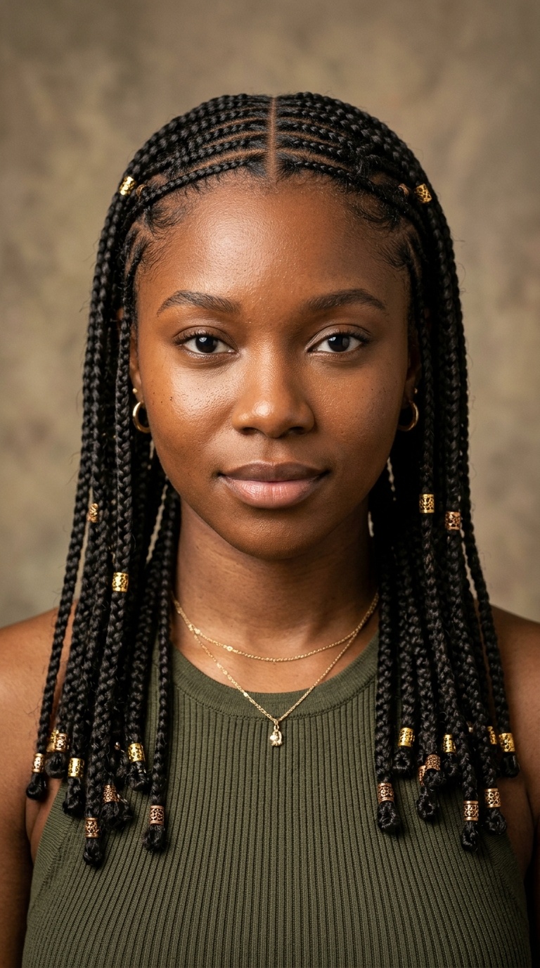 Tribal Braids with a Middle Part
