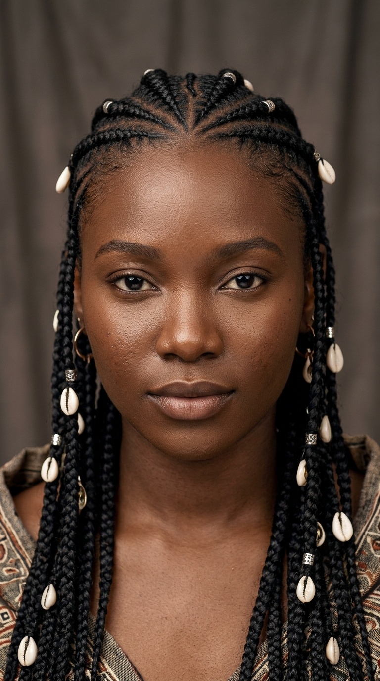 Tribal Braids with Cowrie Shell Accents