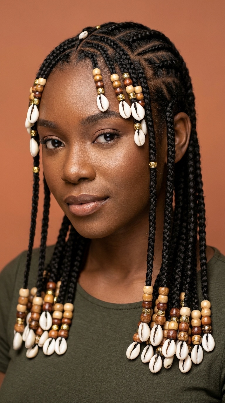 Tribal Braids with Cowrie Shells and Beads