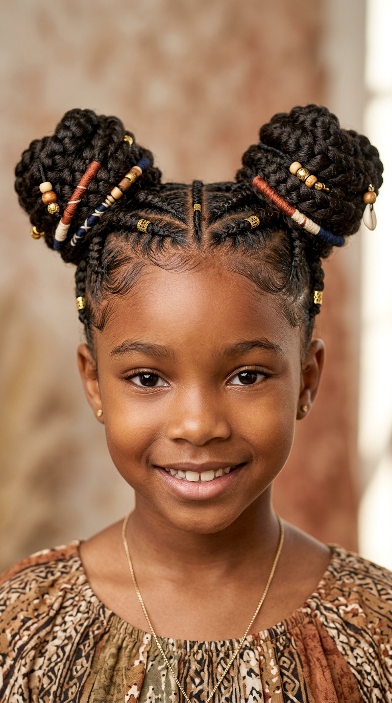 Tribal-Inspired Double Buns