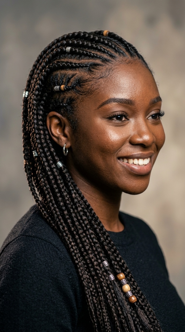 Tribal Side-Swept Braids