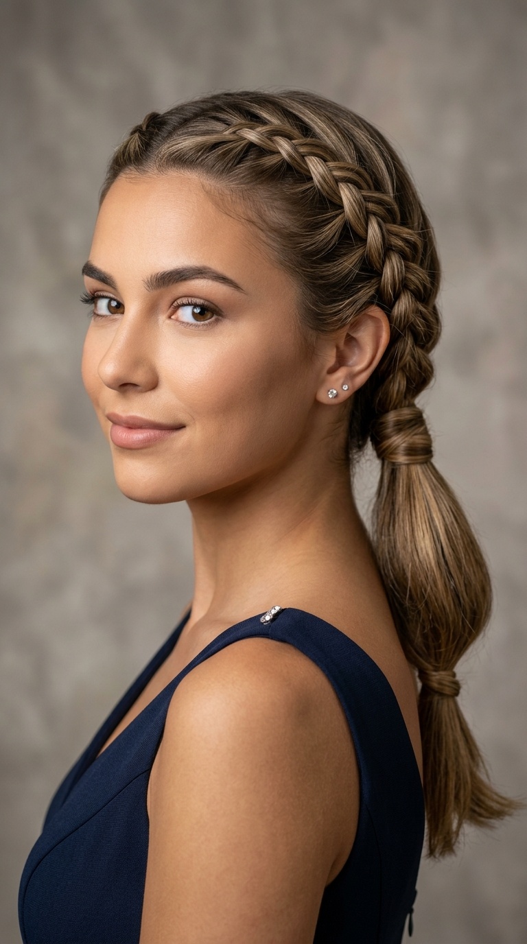 Triple Braided Low Ponytail