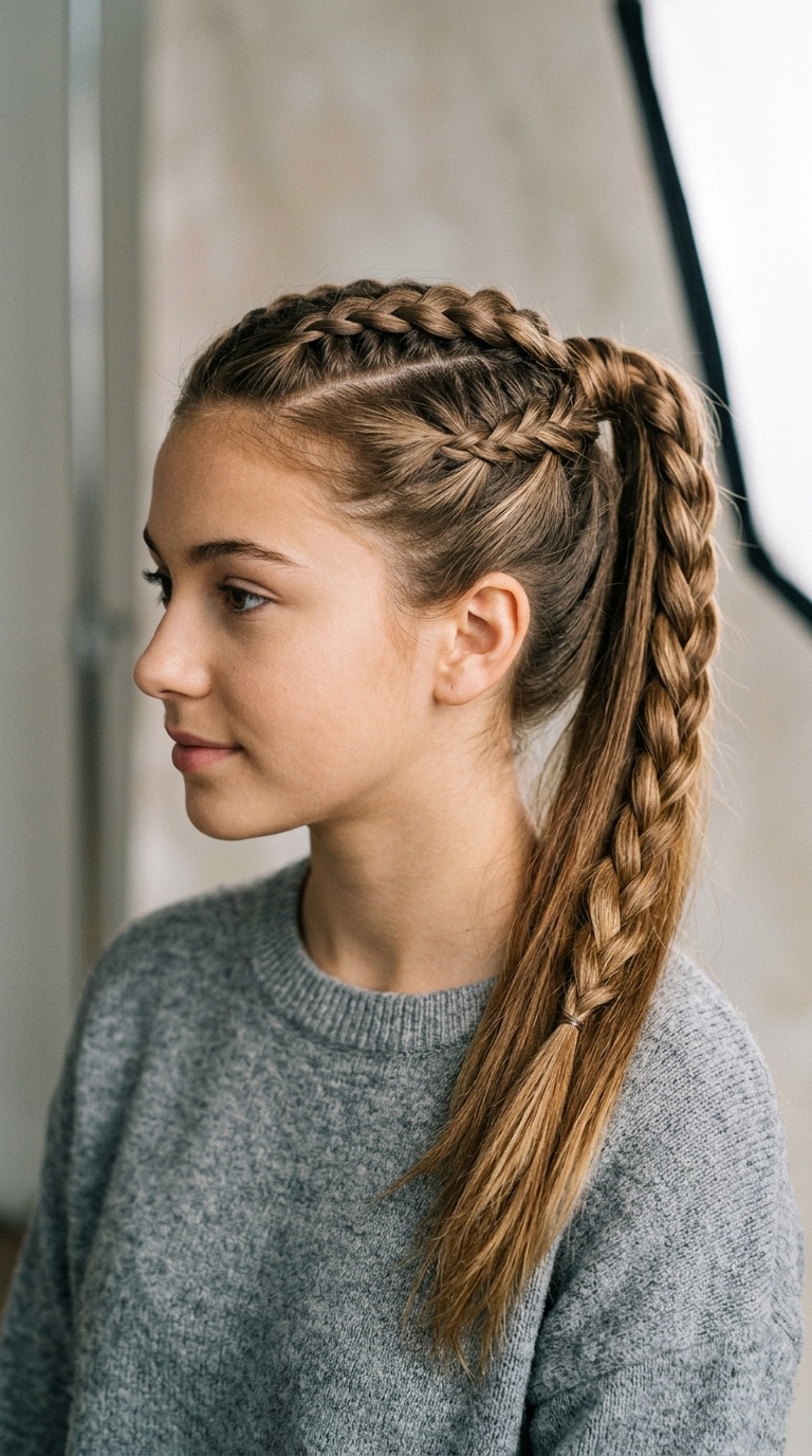 Triple Braided Ponytail