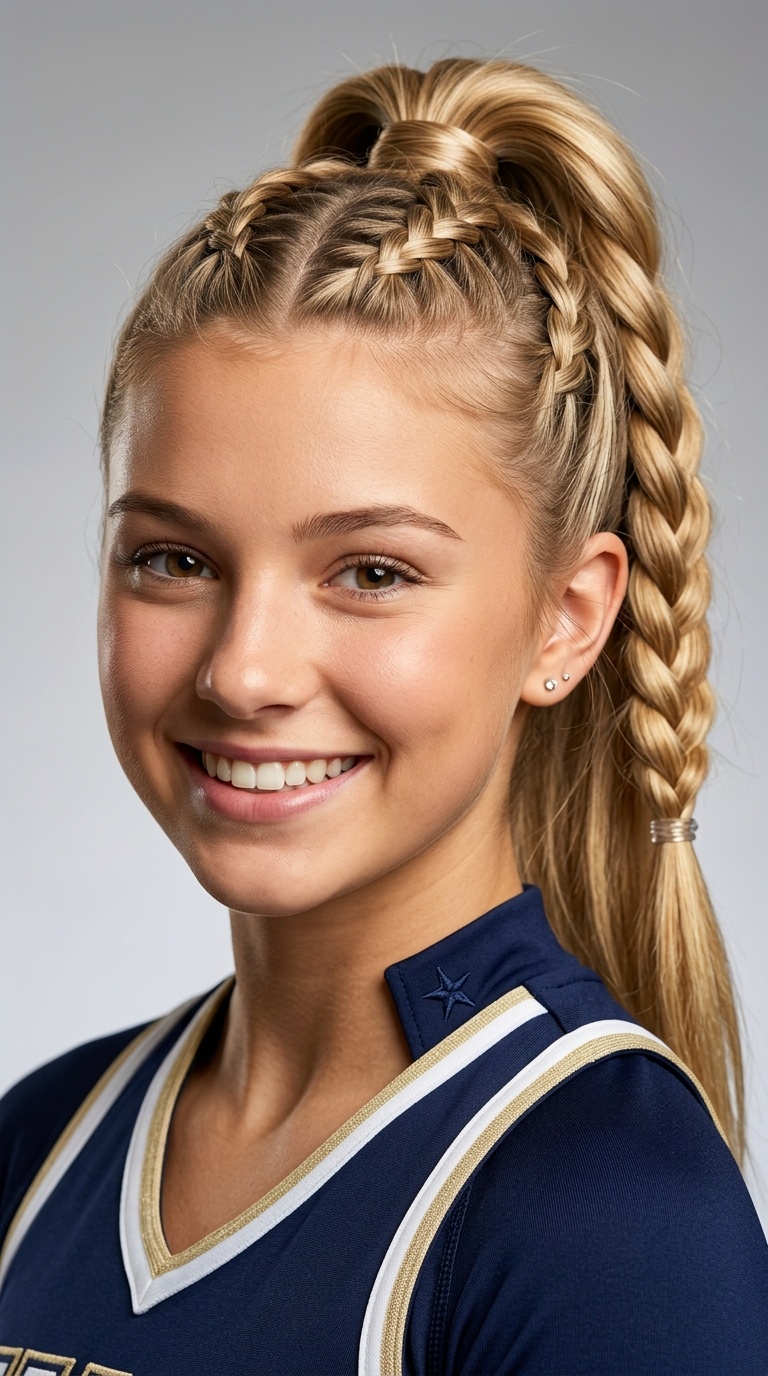 Triple French Braid High Pony