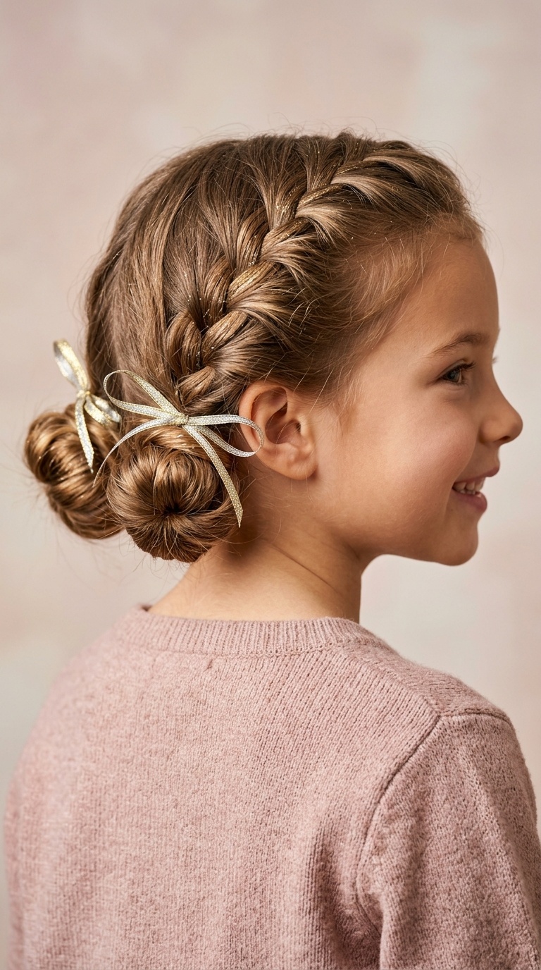 Triple Low Buns with Metallic Ribbon Ties