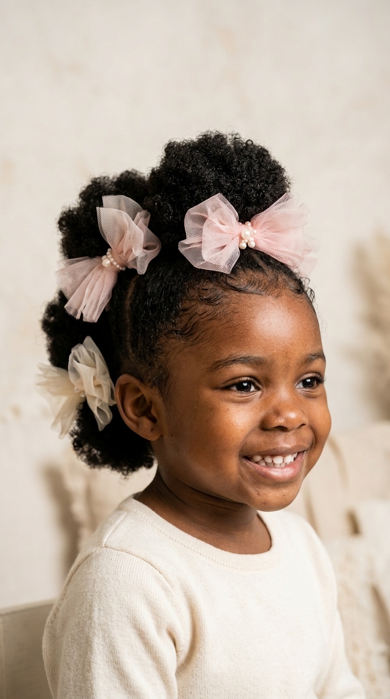 Triple Puff Mohawk with Tulle Bows