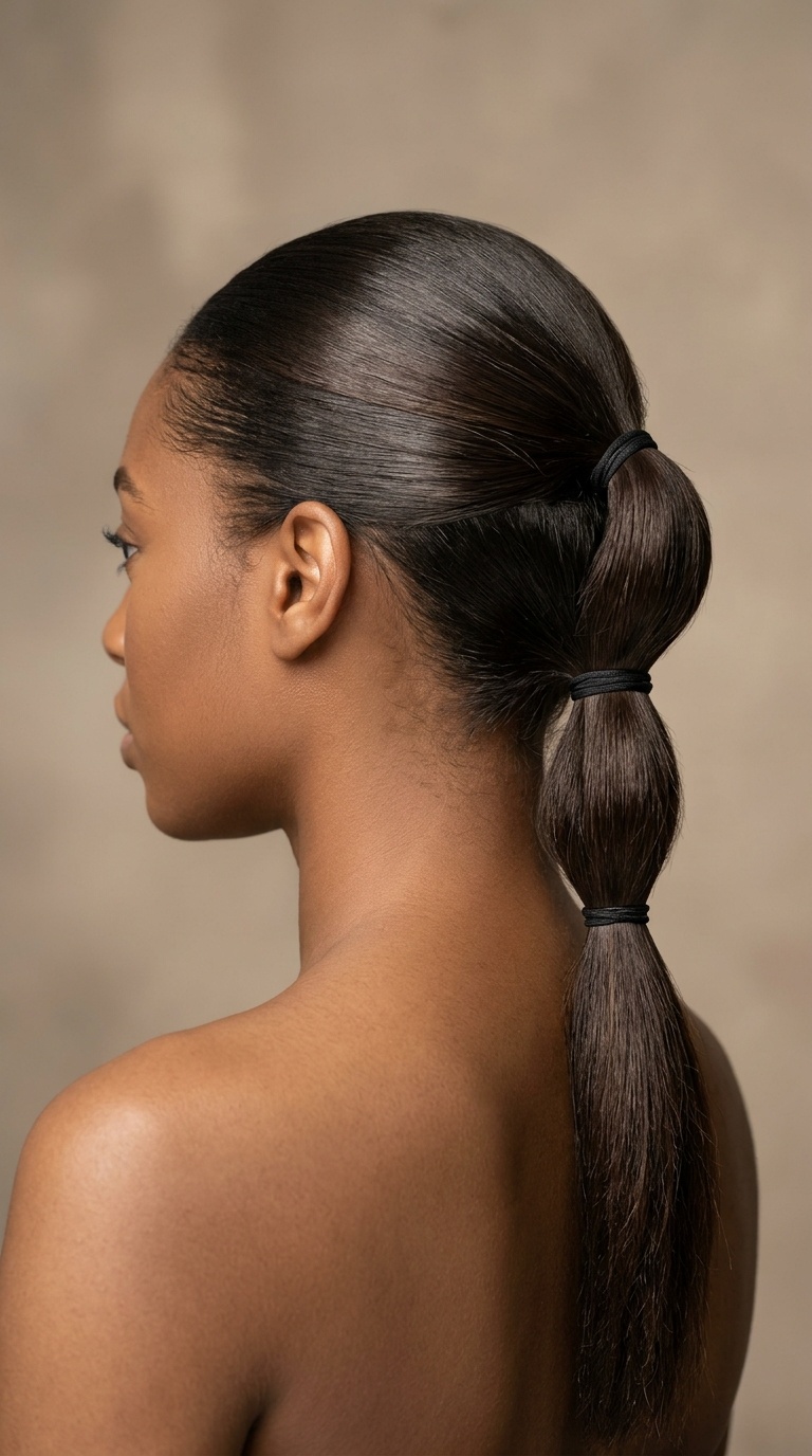 Triple Stacked Low Ponytails