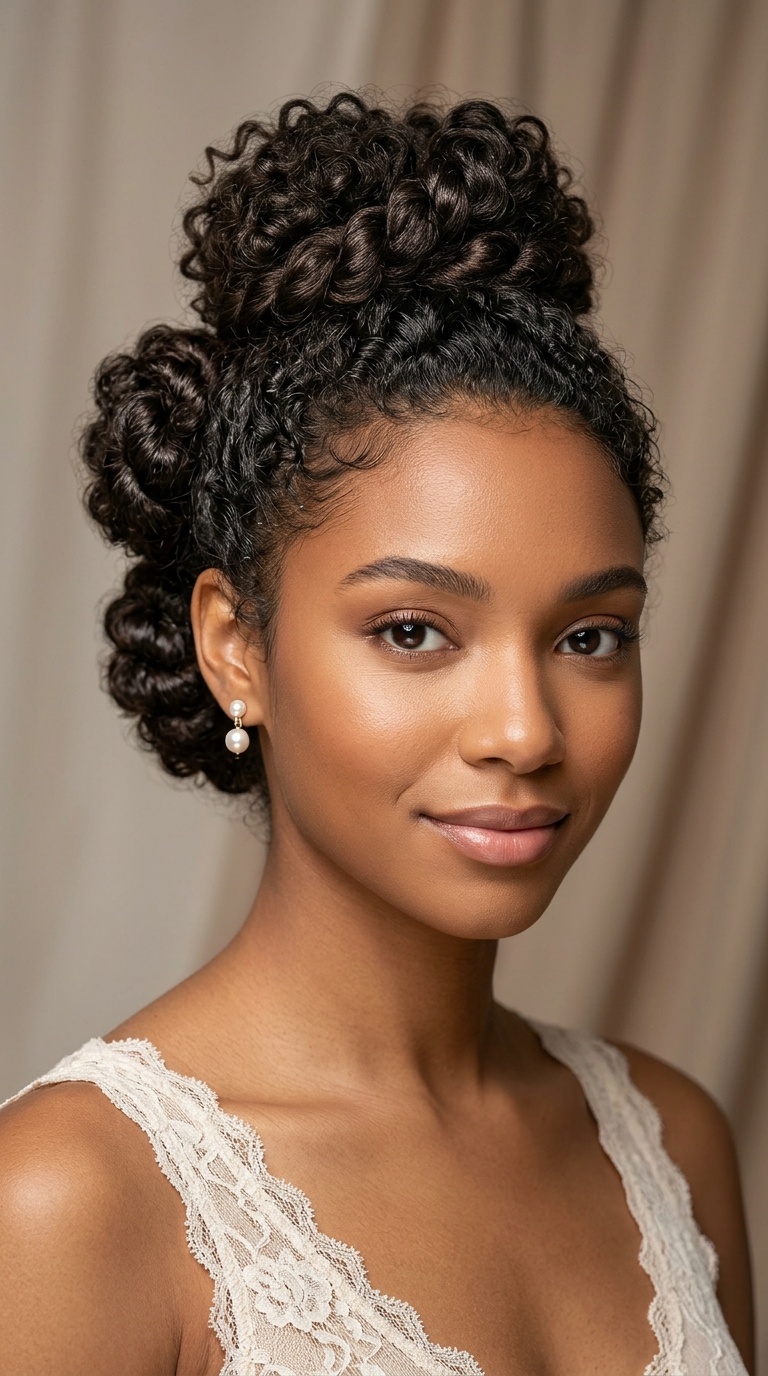 Triple Twisted Buns for Short Curls