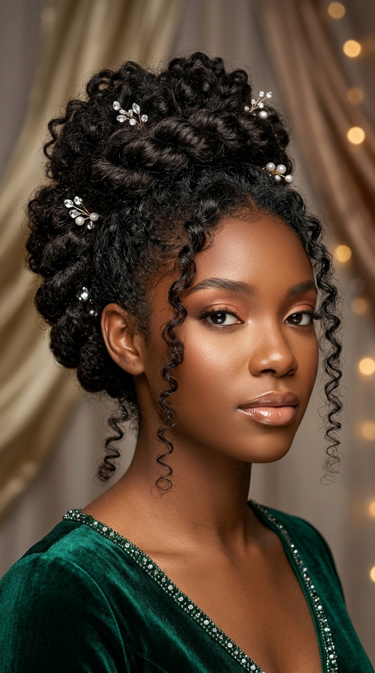 Triple Twisted Curly Bun