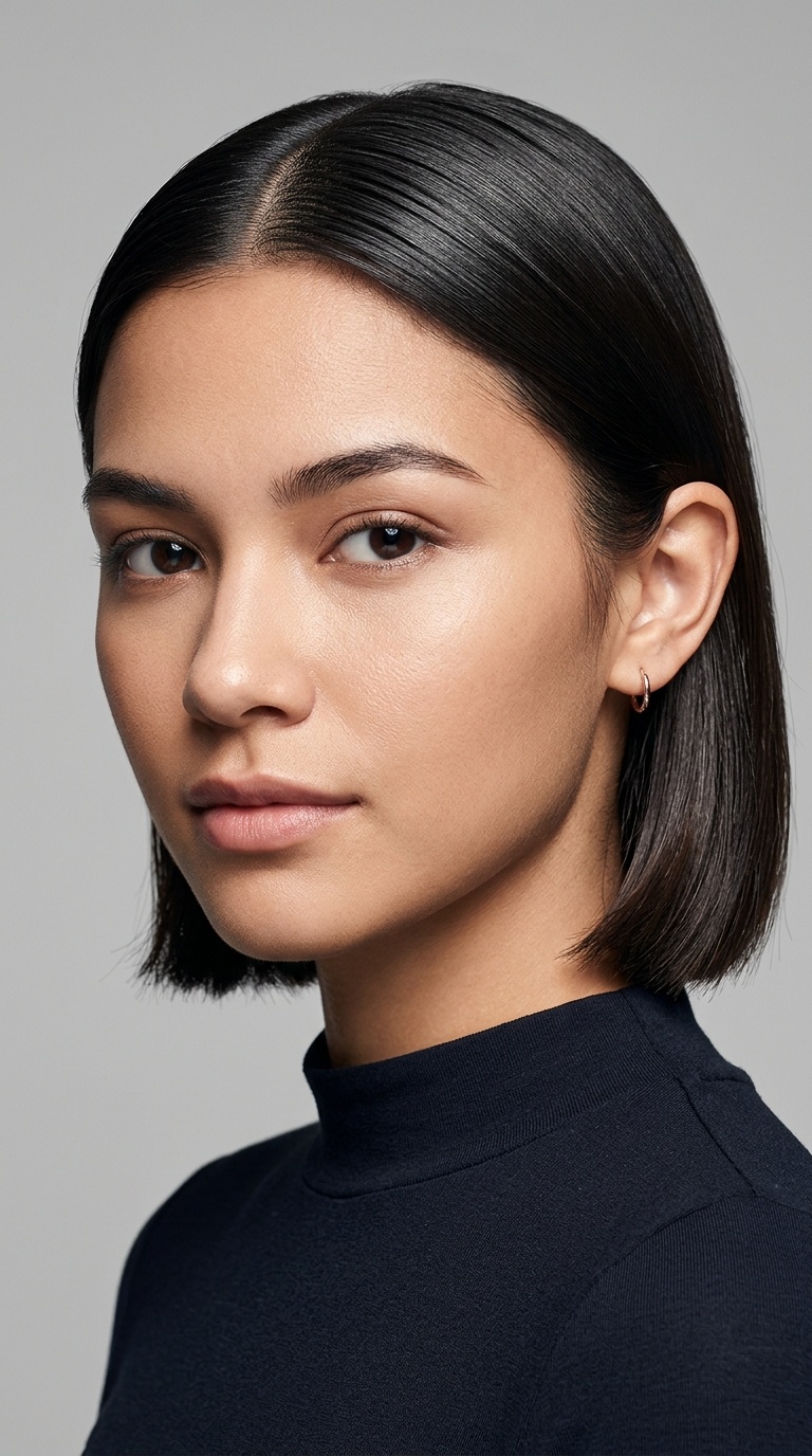 Tucked-Behind-Ears Sleek Bob