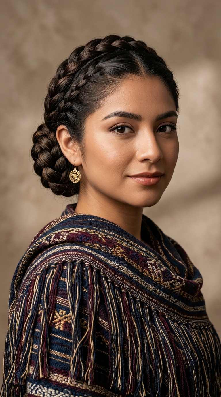 Tucked-In Braid with Vintage Rebozo