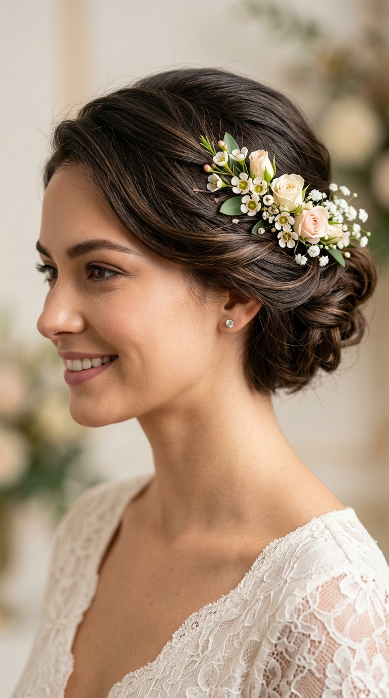 Tucked Tresses with Floral Accents