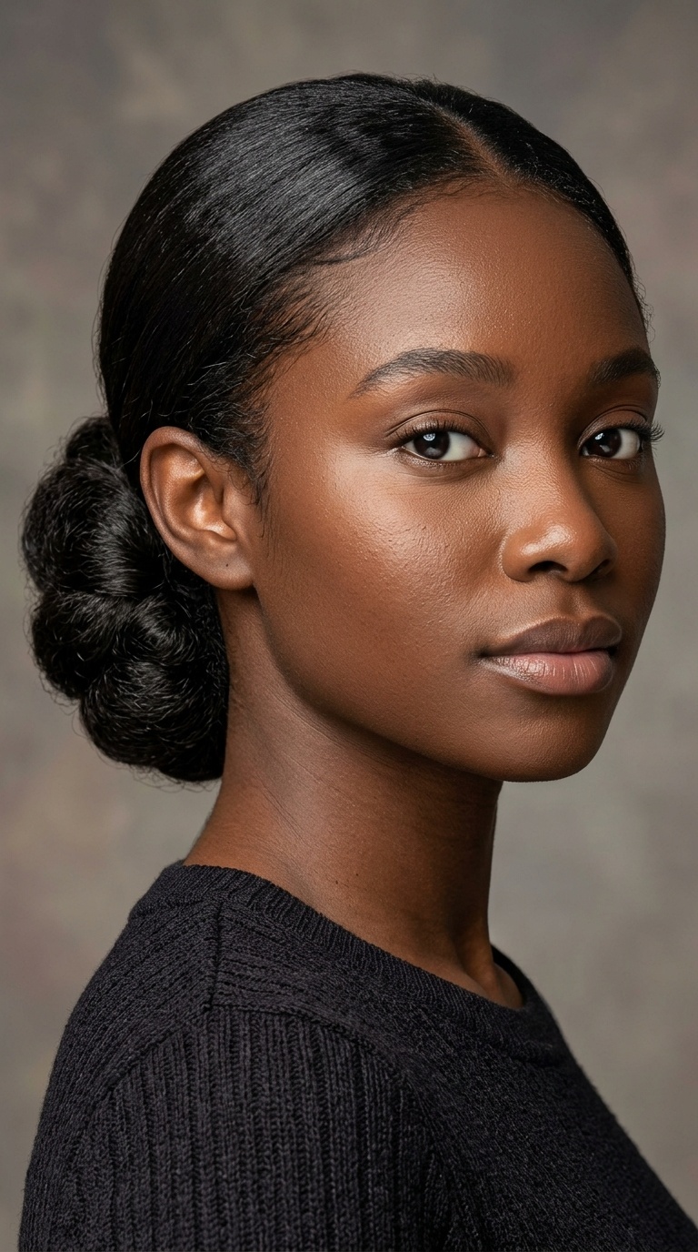 Tucked-Under Low Chignon Ponytail