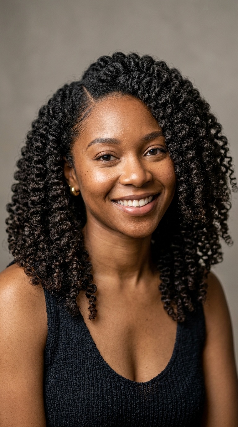 Twist-Out with a Deep Side Part
