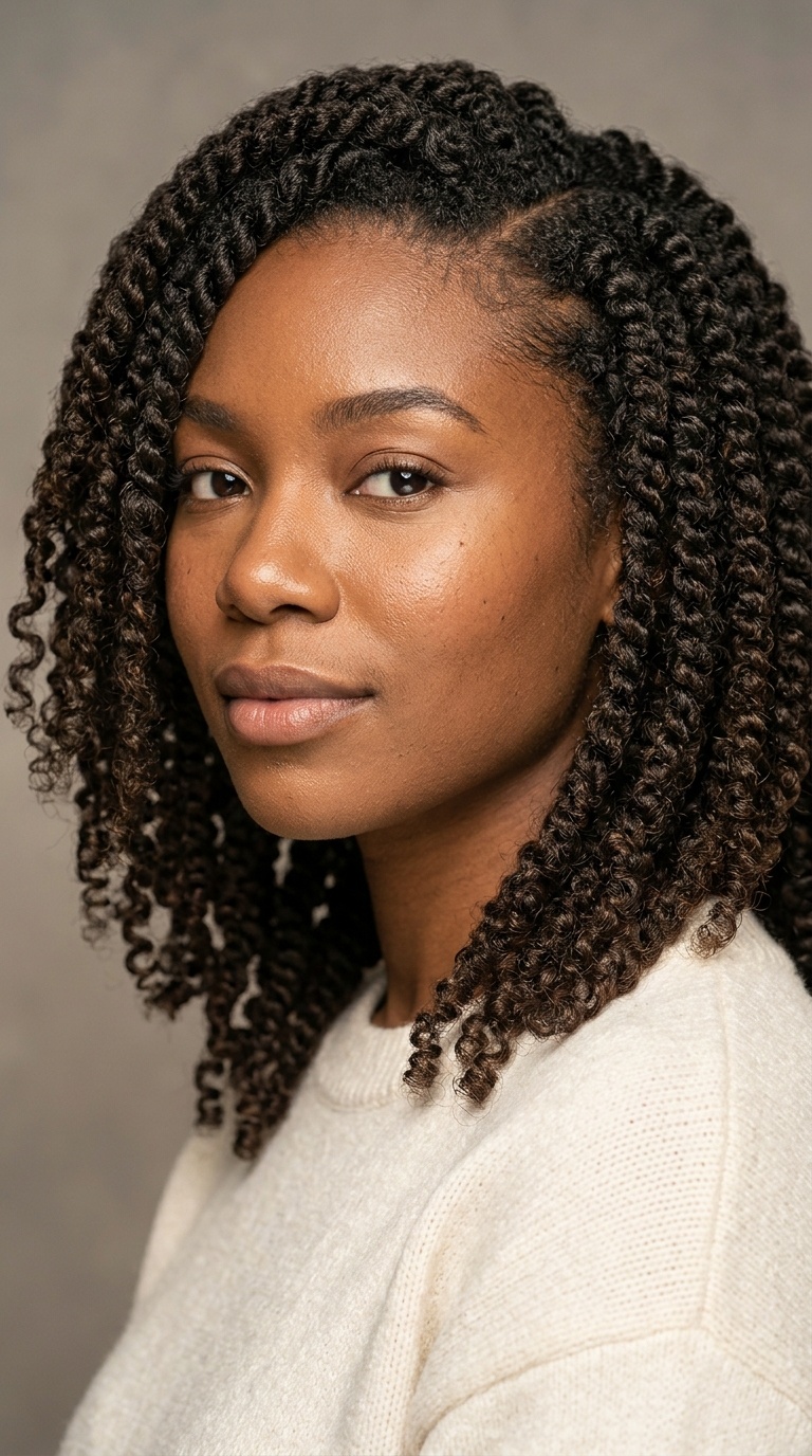 Twist-Out with a Side Part