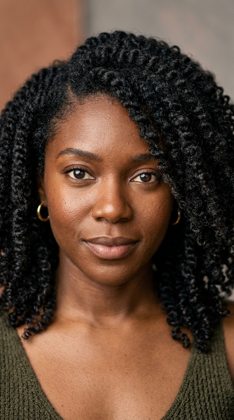 Twist-Out with Deep Side Part