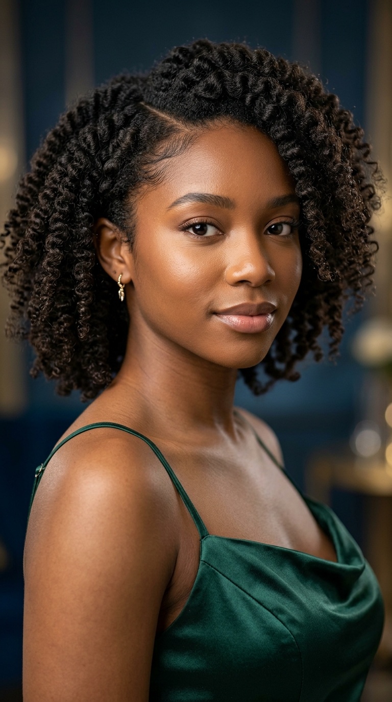 Twist-Out with Deep Side Part