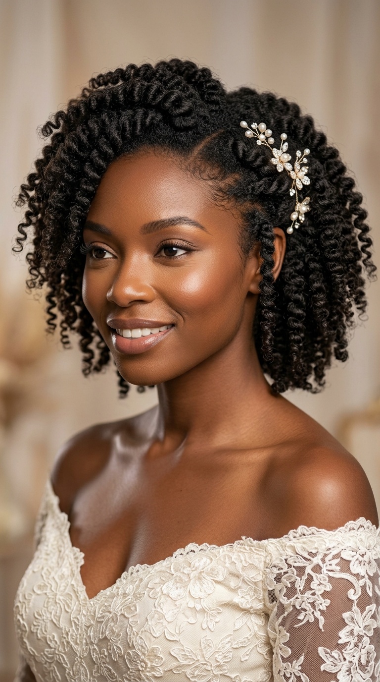 Twist-Out with Floral Pins