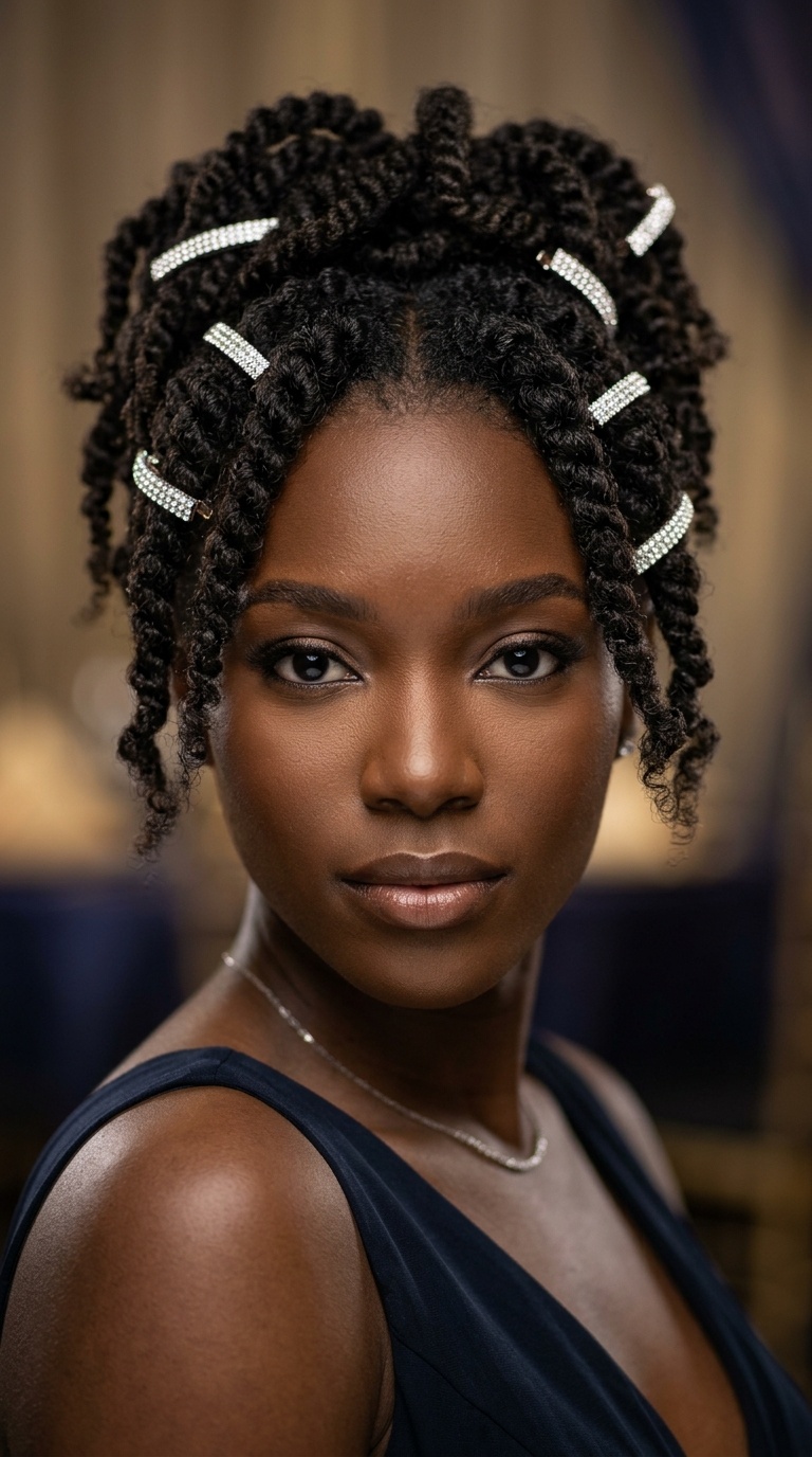 Twist-Out with Rhinestone Clips