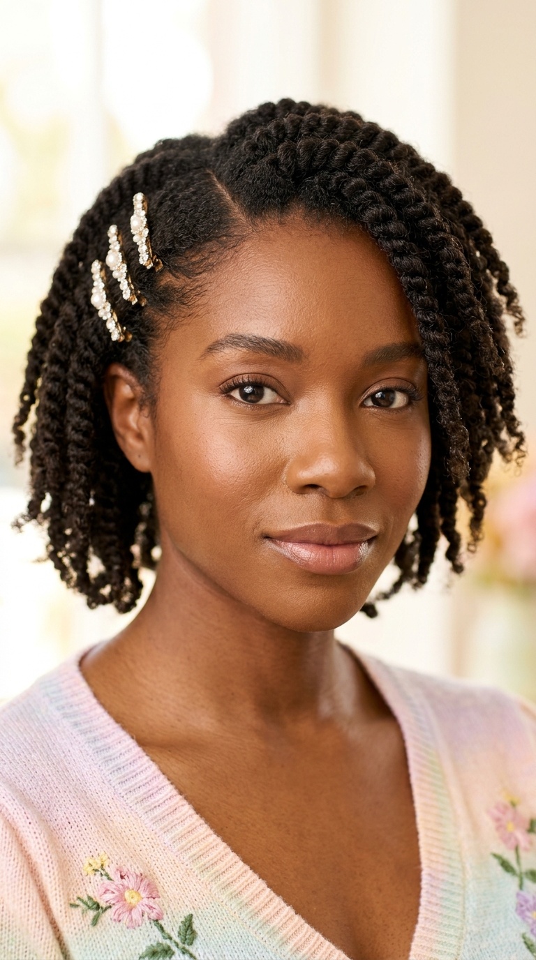 Twist Out with Side Part and Clips