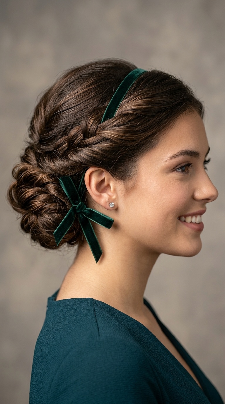 Twisted Chignon with a Velvet Ribbon