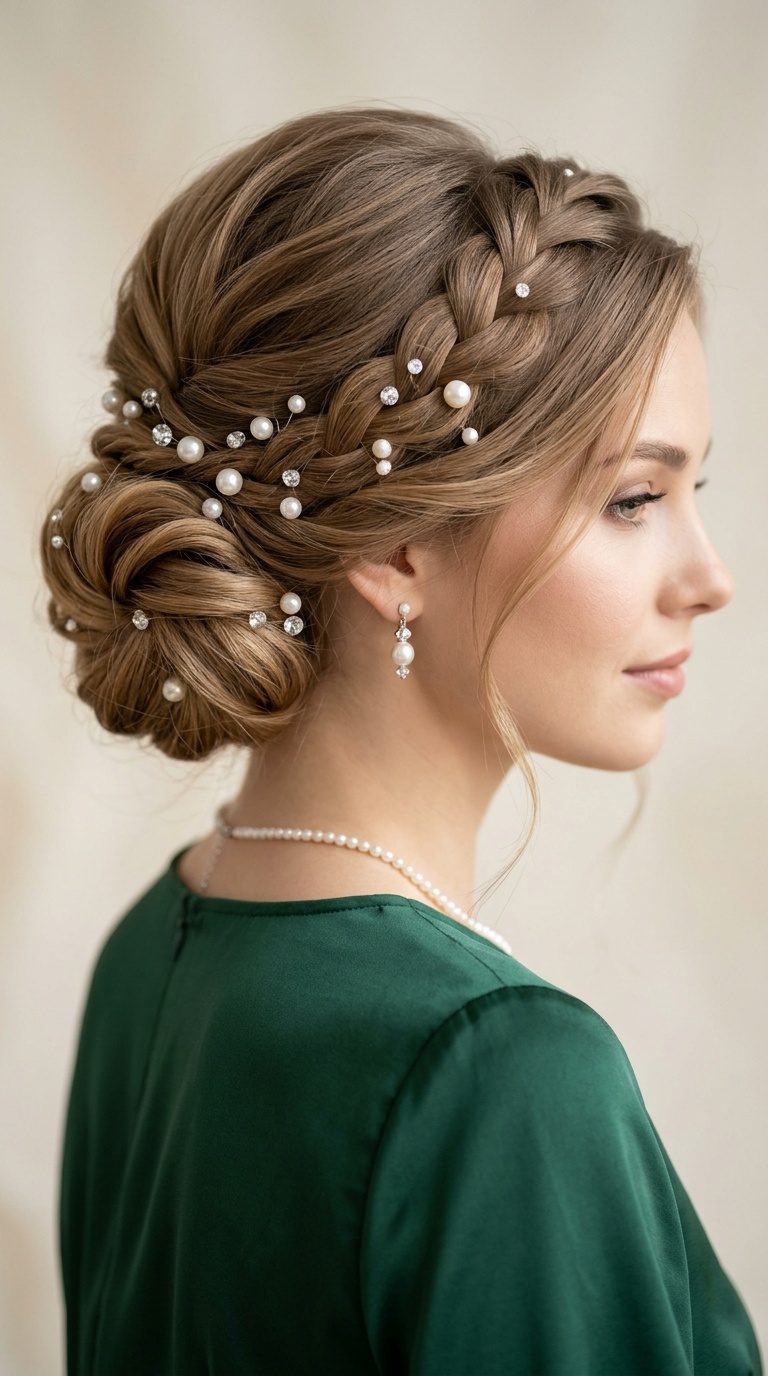 Twisted Chignon with Pearl Details