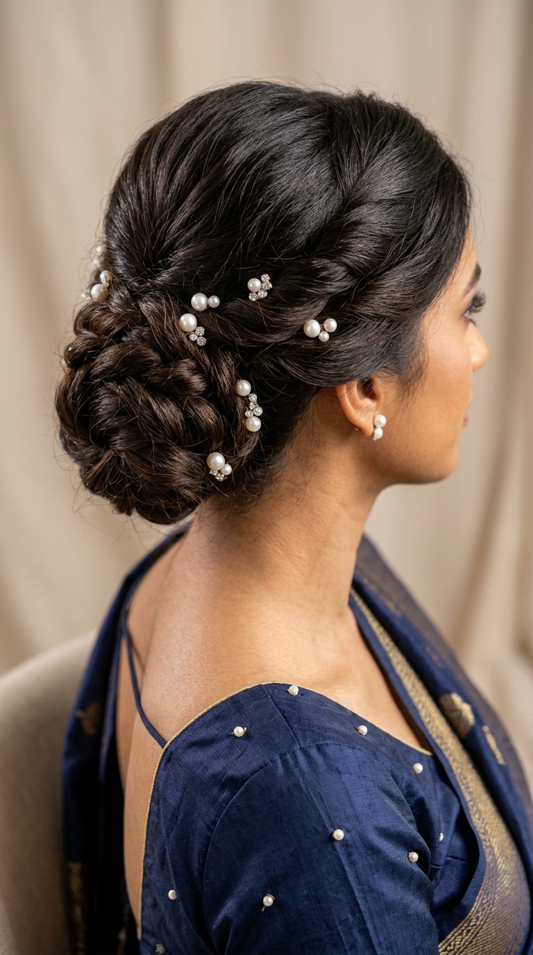 Twisted Chignon with Pearl Pins