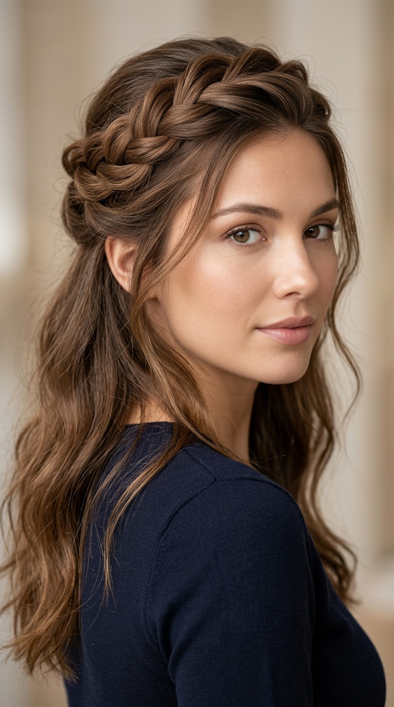 Twisted Crown Half-Up Style