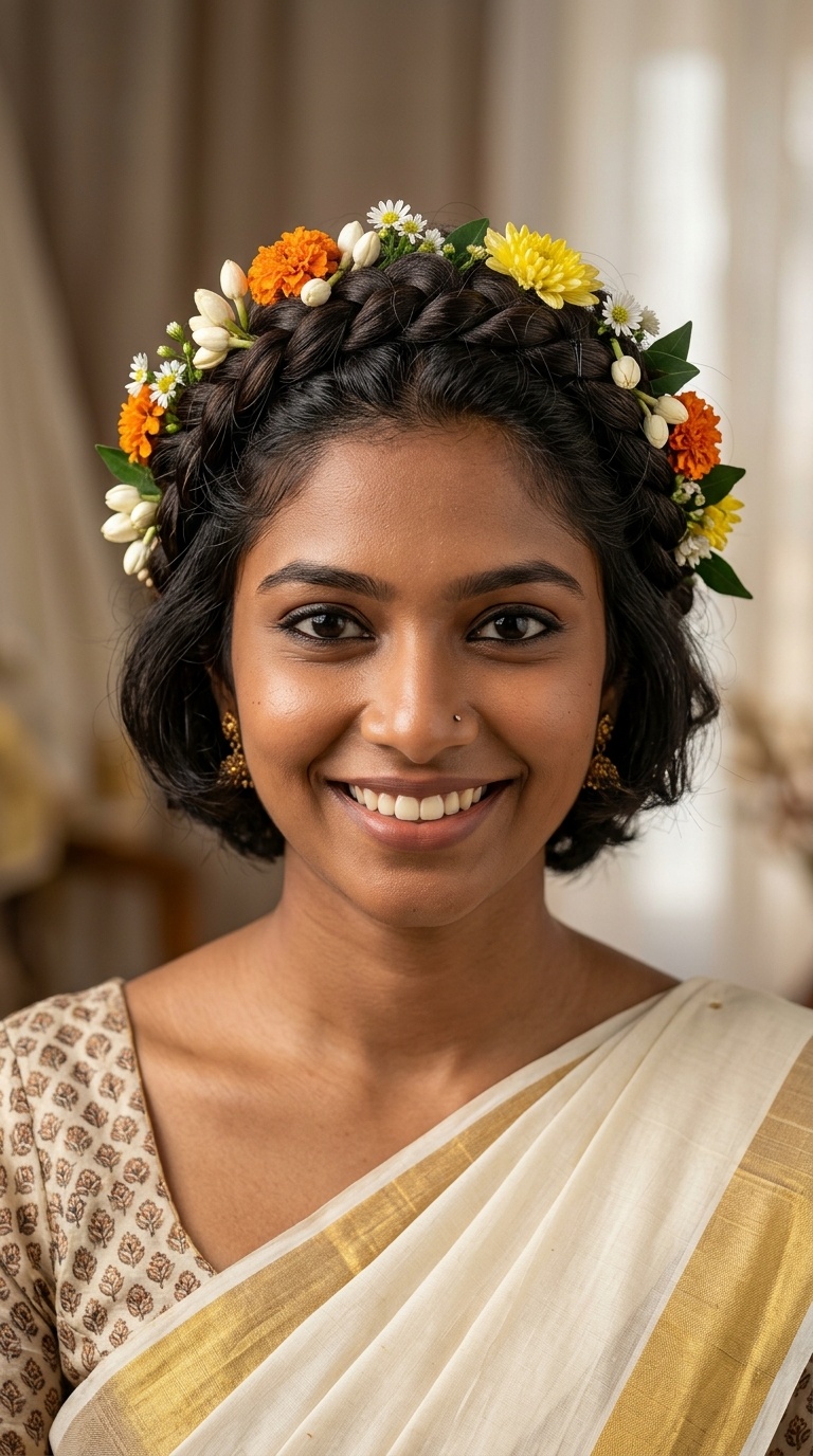 Twisted Crown with Floral Accents