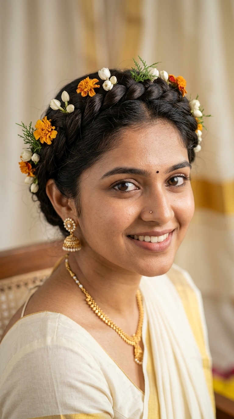 Twisted Crown with Fresh Blooms