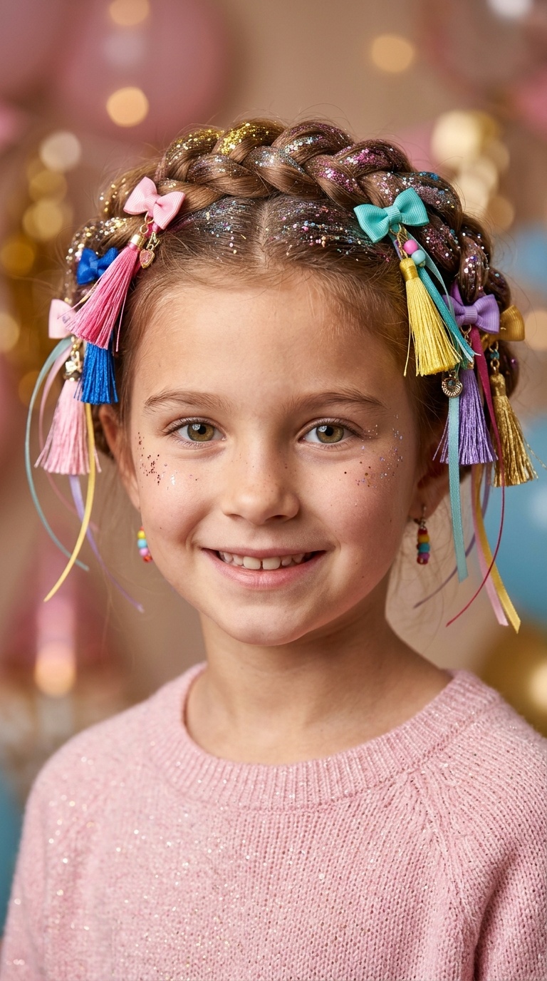 Twisted Crown with Glitter Gels and Ribbon Tassels