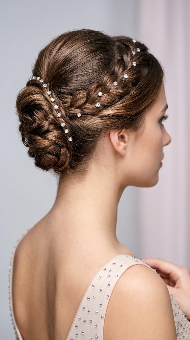 Twisted French Roll with Rhinestones