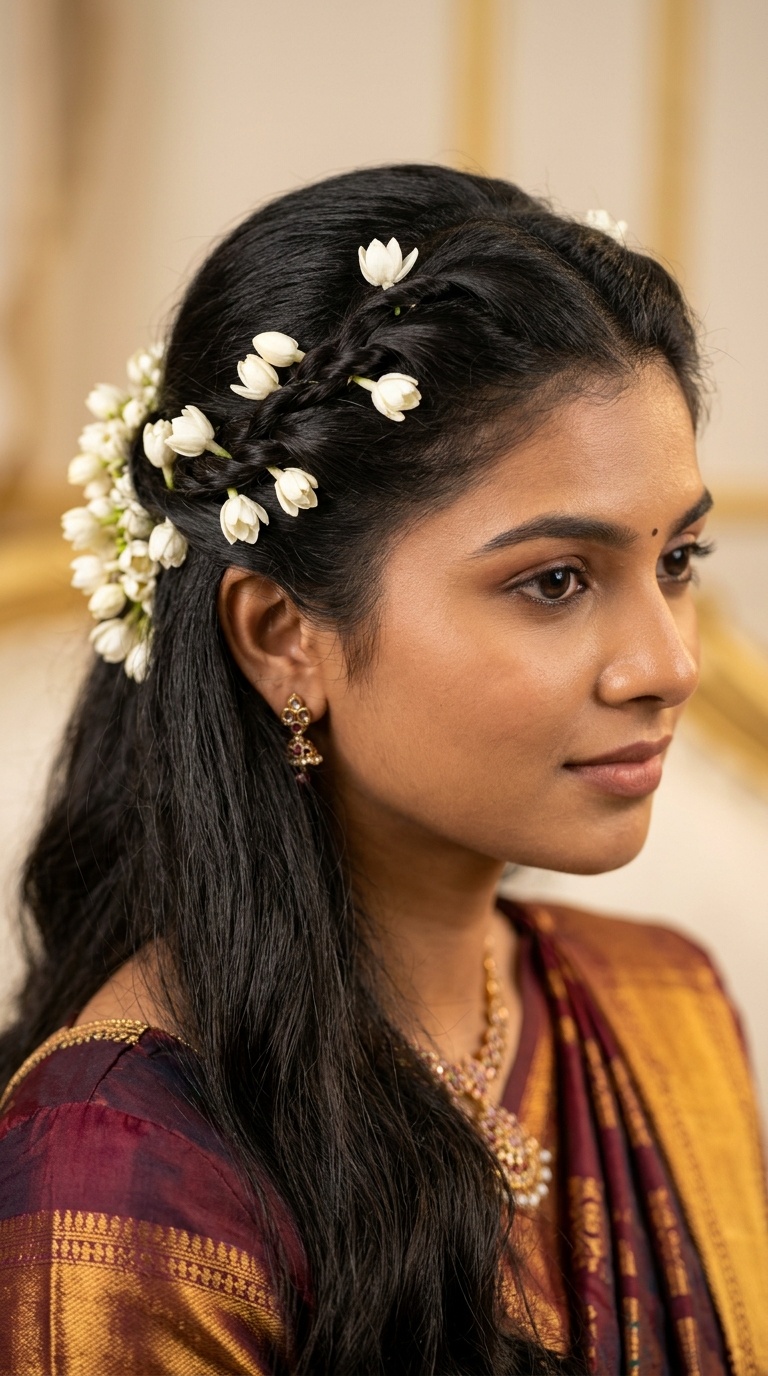 Twisted Half-Updo with Jasmine