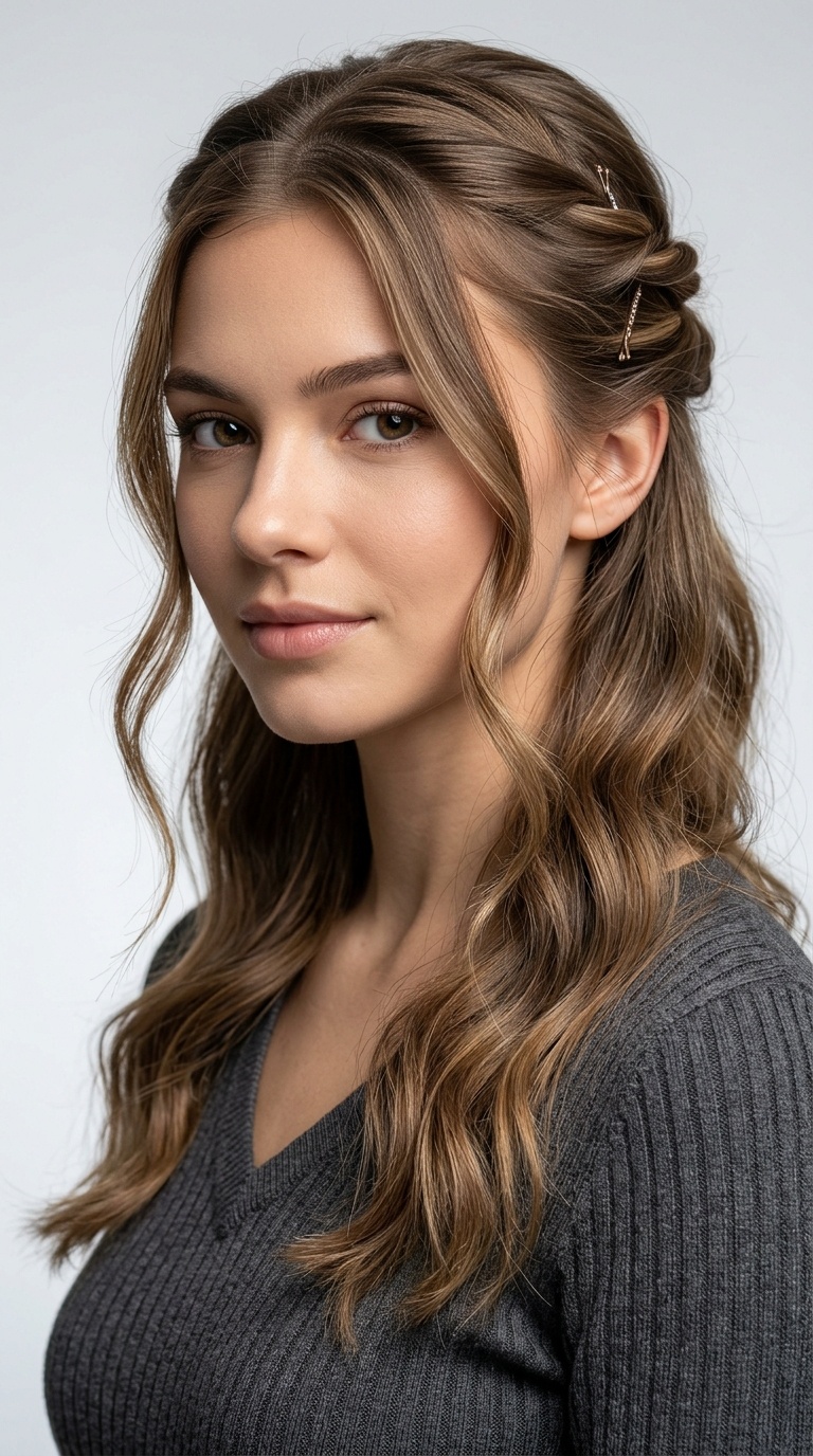 Twisted Half-Updo with Relaxed Strands