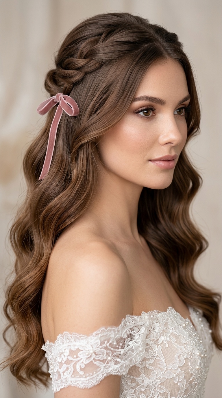 Twisted Half-Updo with Ribbons