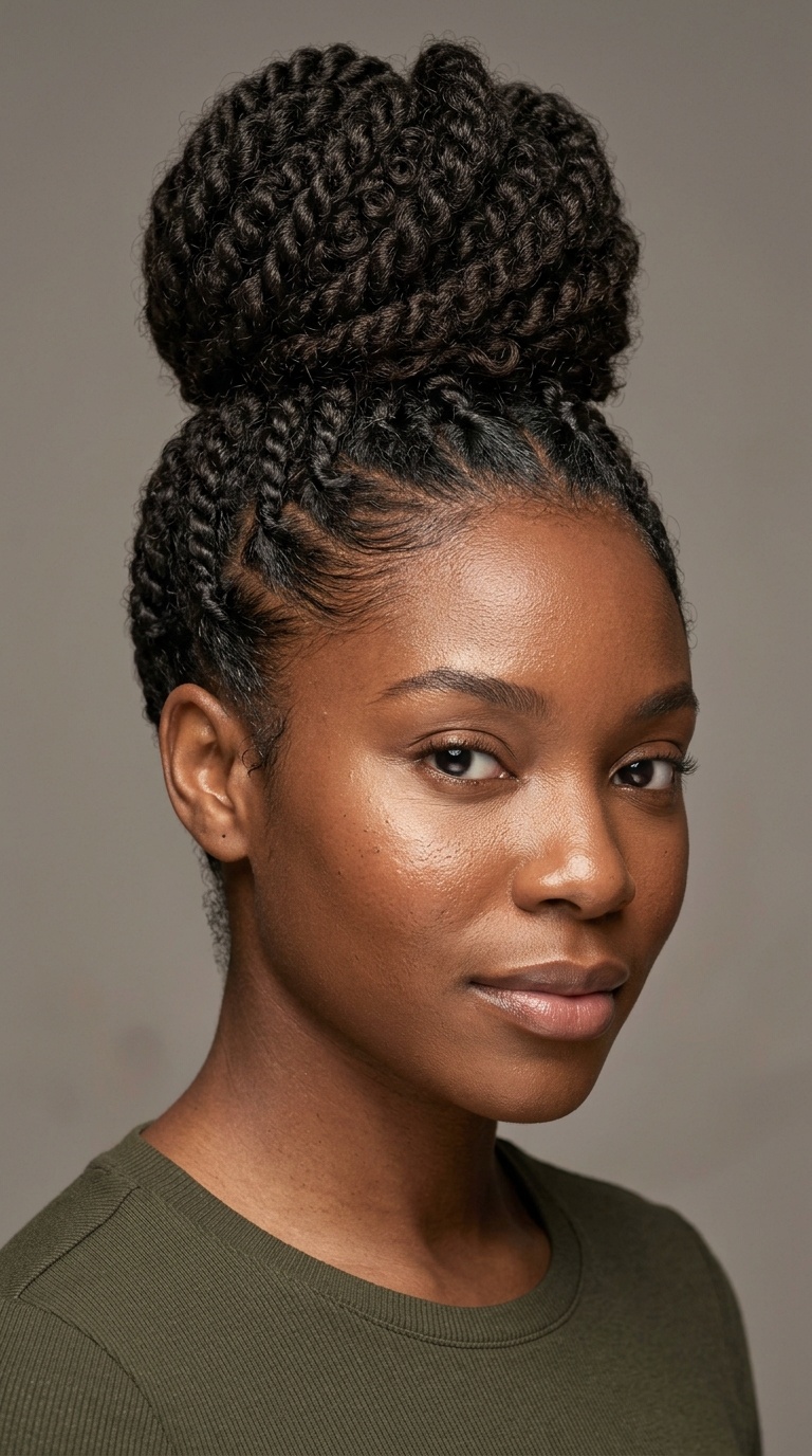 Twisted High Bun (Two-Strand Twist Out)
