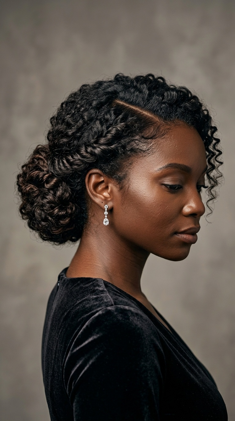 Twisted Low Bun with Deep Side Part