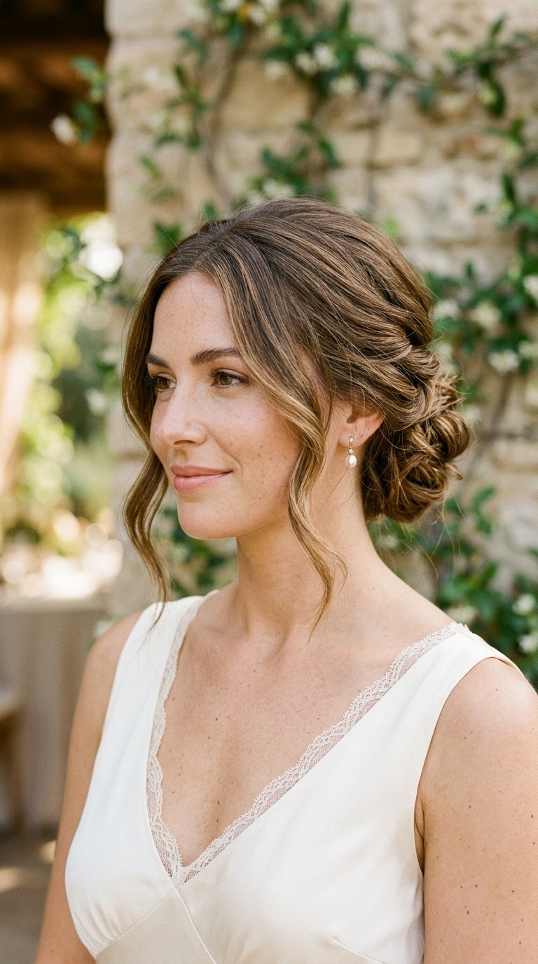 Twisted Low Bun with Face-Framing Layers