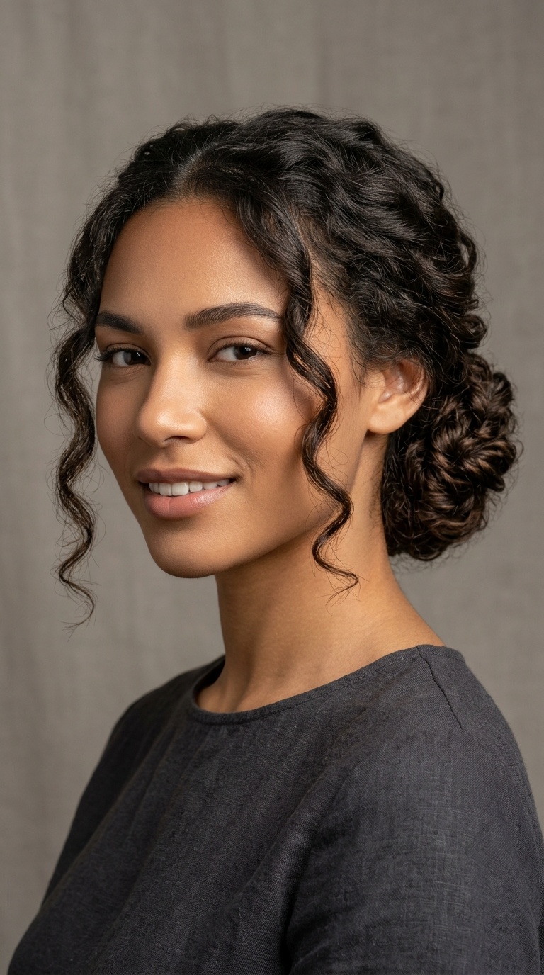 Twisted Low Bun with Tendrils