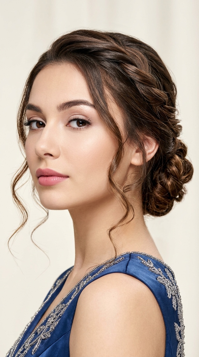 Twisted Low Bun with Tendrils